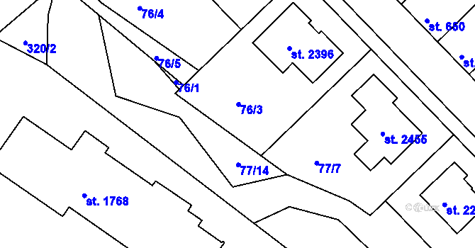Parcela st. 77/13 v KÚ Trhové Sviny, Katastrální mapa