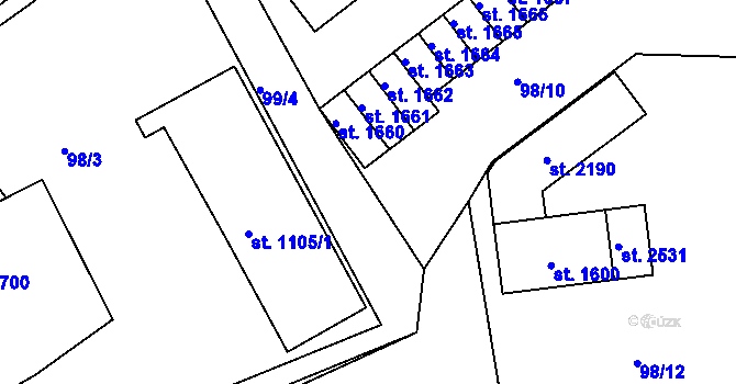 Parcela st. 99/5 v KÚ Trhové Sviny, Katastrální mapa