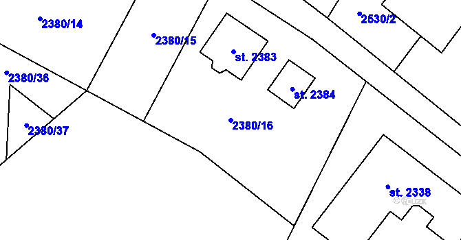 Parcela st. 2380/16 v KÚ Trhové Sviny, Katastrální mapa