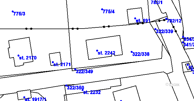 Parcela st. 2242 v KÚ Trhové Sviny, Katastrální mapa