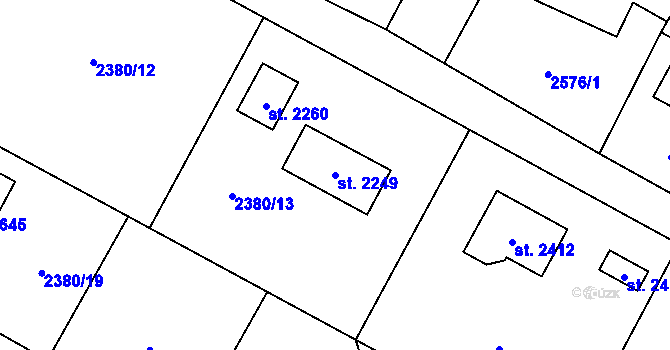 Parcela st. 2249 v KÚ Trhové Sviny, Katastrální mapa