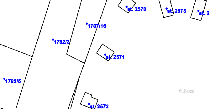 Parcela st. 2571 v KÚ Trhové Sviny, Katastrální mapa