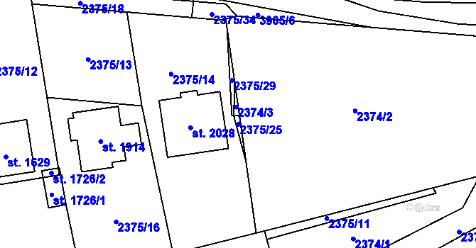 Parcela st. 2375/25 v KÚ Trhové Sviny, Katastrální mapa