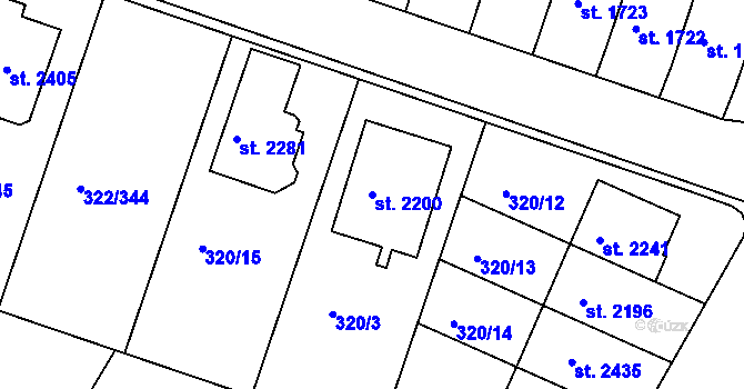 Parcela st. 2200 v KÚ Trhové Sviny, Katastrální mapa