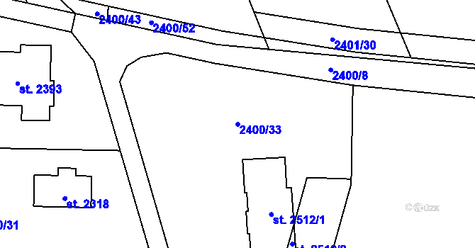 Parcela st. 2400/33 v KÚ Trhové Sviny, Katastrální mapa