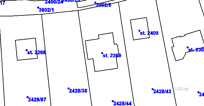 Parcela st. 2269 v KÚ Trhové Sviny, Katastrální mapa