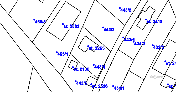 Parcela st. 2265 v KÚ Trhové Sviny, Katastrální mapa