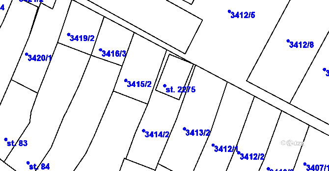 Parcela st. 2275 v KÚ Trhové Sviny, Katastrální mapa