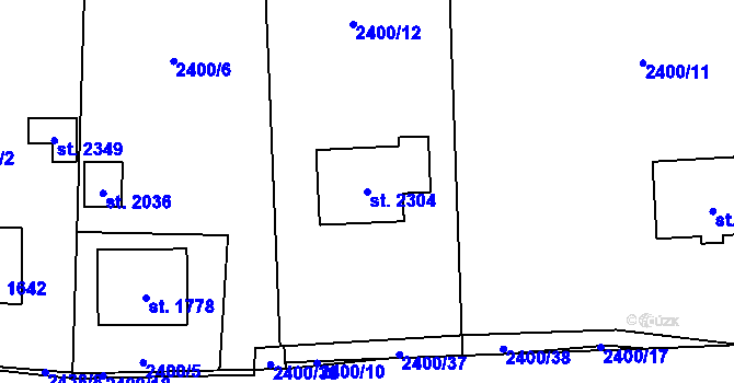 Parcela st. 2304 v KÚ Trhové Sviny, Katastrální mapa