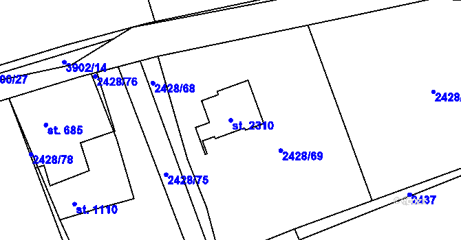 Parcela st. 2310 v KÚ Trhové Sviny, Katastrální mapa