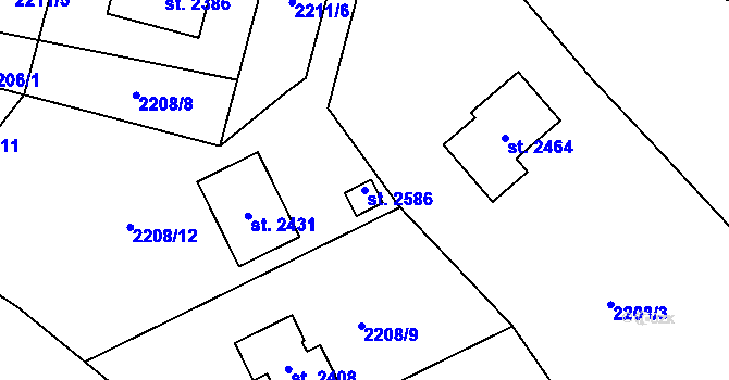 Parcela st. 2586 v KÚ Trhové Sviny, Katastrální mapa