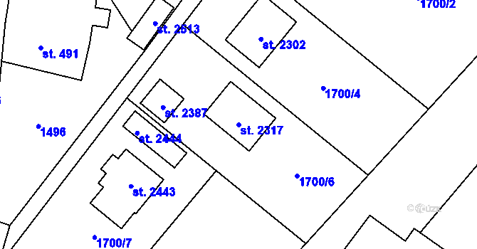 Parcela st. 2317 v KÚ Trhové Sviny, Katastrální mapa