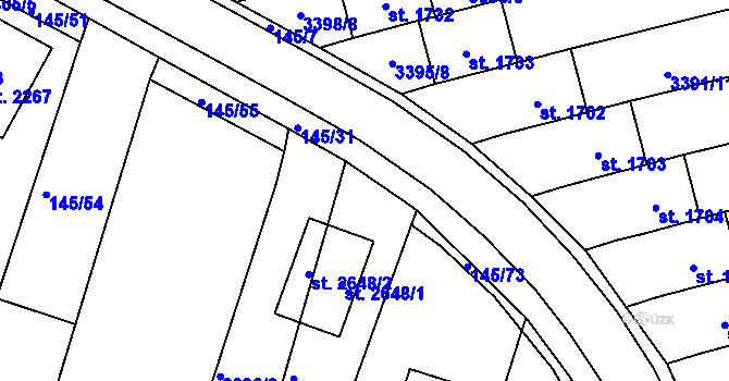 Parcela st. 145/56 v KÚ Trhové Sviny, Katastrální mapa