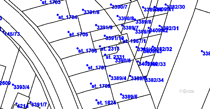 Parcela st. 2331 v KÚ Trhové Sviny, Katastrální mapa