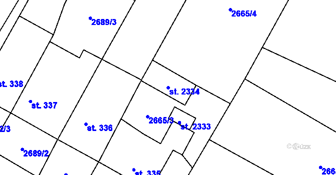 Parcela st. 2334 v KÚ Trhové Sviny, Katastrální mapa