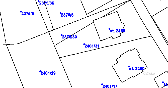 Parcela st. 2401/31 v KÚ Trhové Sviny, Katastrální mapa