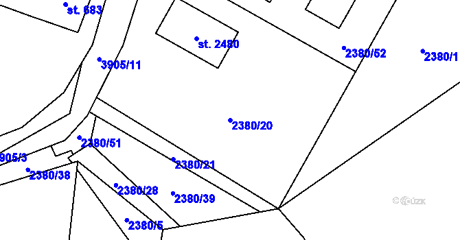Parcela st. 2380/20 v KÚ Trhové Sviny, Katastrální mapa