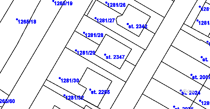 Parcela st. 2347 v KÚ Trhové Sviny, Katastrální mapa