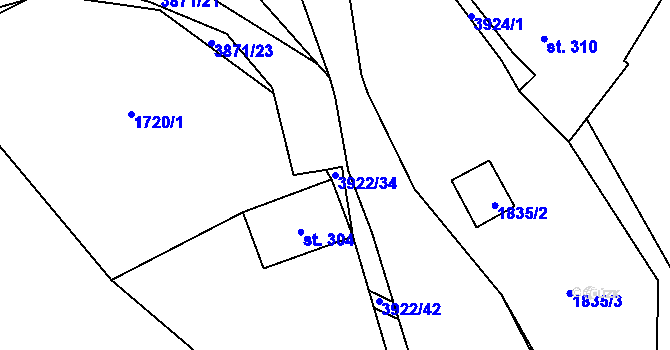 Parcela st. 3922/34 v KÚ Trhové Sviny, Katastrální mapa