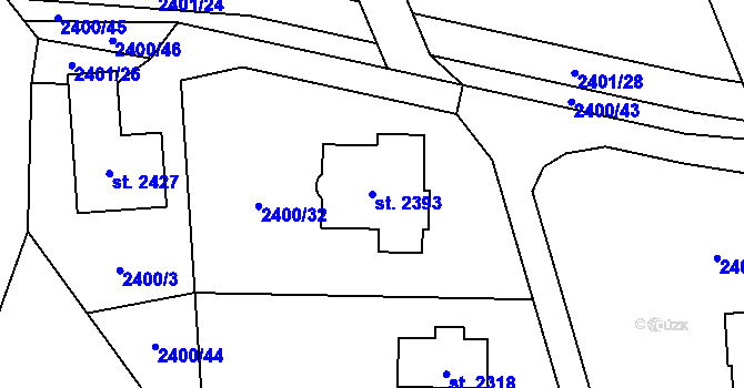 Parcela st. 2393 v KÚ Trhové Sviny, Katastrální mapa