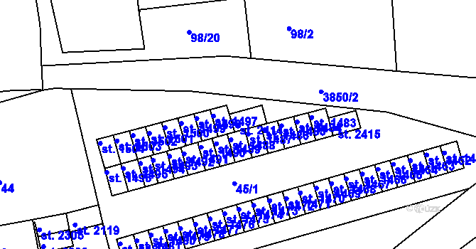 Parcela st. 2414 v KÚ Trhové Sviny, Katastrální mapa