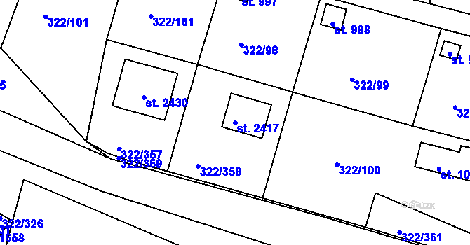 Parcela st. 2417 v KÚ Trhové Sviny, Katastrální mapa