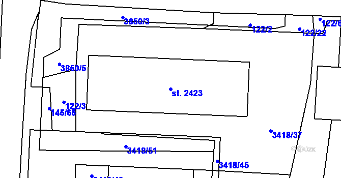 Parcela st. 2423 v KÚ Trhové Sviny, Katastrální mapa