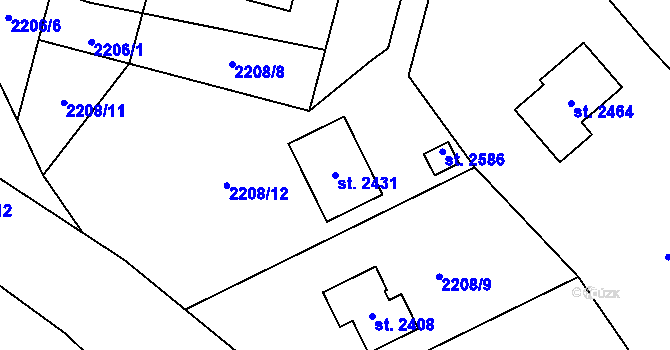 Parcela st. 2431 v KÚ Trhové Sviny, Katastrální mapa