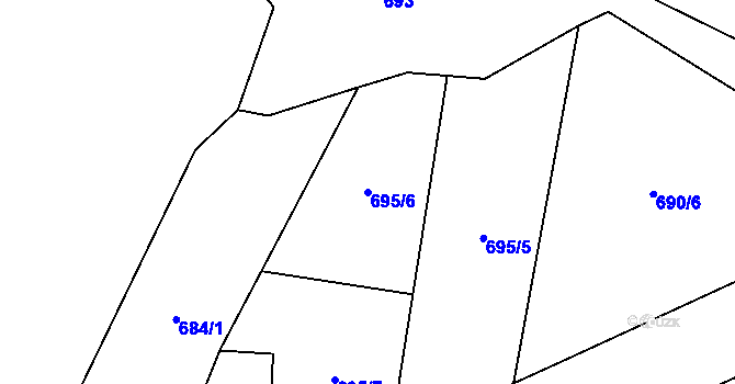 Parcela st. 695/6 v KÚ Trhové Sviny, Katastrální mapa