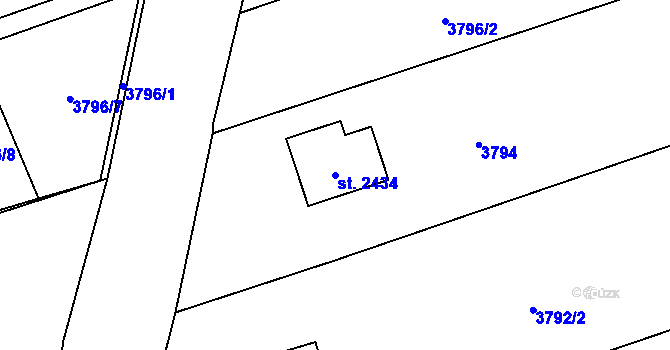 Parcela st. 2434 v KÚ Trhové Sviny, Katastrální mapa