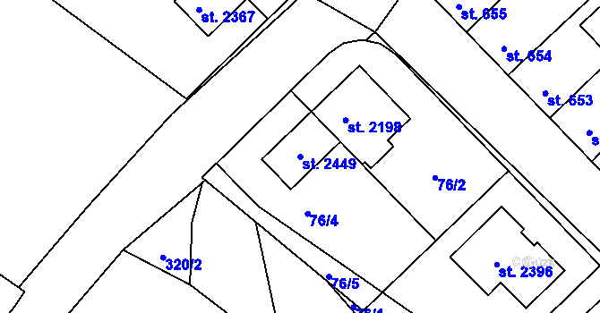 Parcela st. 2449 v KÚ Trhové Sviny, Katastrální mapa