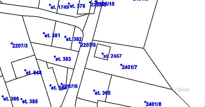 Parcela st. 2457 v KÚ Trhové Sviny, Katastrální mapa