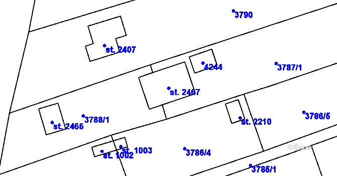Parcela st. 2467 v KÚ Trhové Sviny, Katastrální mapa