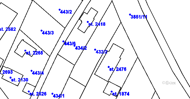 Parcela st. 432/2 v KÚ Trhové Sviny, Katastrální mapa