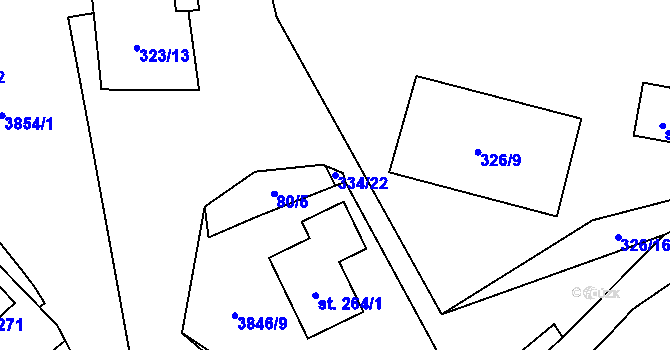 Parcela st. 334/22 v KÚ Trhové Sviny, Katastrální mapa