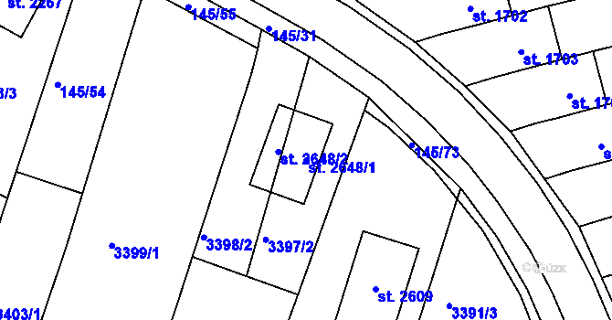 Parcela st. 2648/1 v KÚ Trhové Sviny, Katastrální mapa