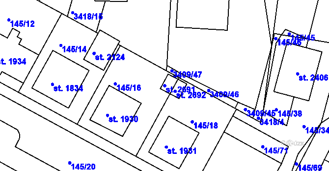 Parcela st. 2691 v KÚ Trhové Sviny, Katastrální mapa