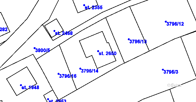 Parcela st. 2650 v KÚ Trhové Sviny, Katastrální mapa
