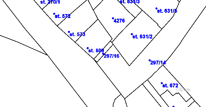Parcela st. 297/16 v KÚ Trhové Sviny, Katastrální mapa
