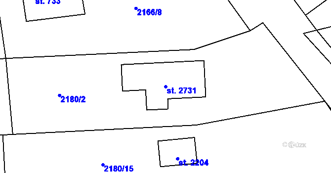 Parcela st. 2731 v KÚ Trhové Sviny, Katastrální mapa