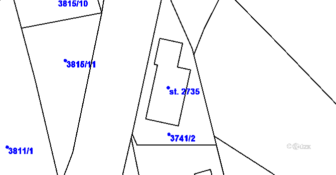 Parcela st. 2735 v KÚ Trhové Sviny, Katastrální mapa