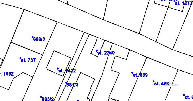Parcela st. 2740 v KÚ Trhové Sviny, Katastrální mapa