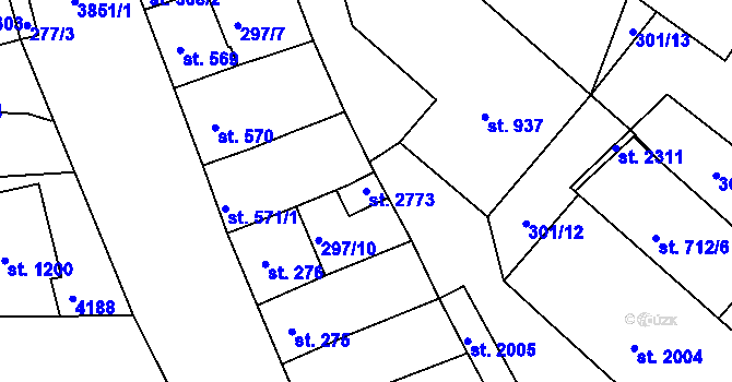 Parcela st. 2773 v KÚ Trhové Sviny, Katastrální mapa