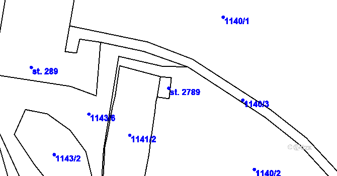 Parcela st. 2789 v KÚ Trhové Sviny, Katastrální mapa