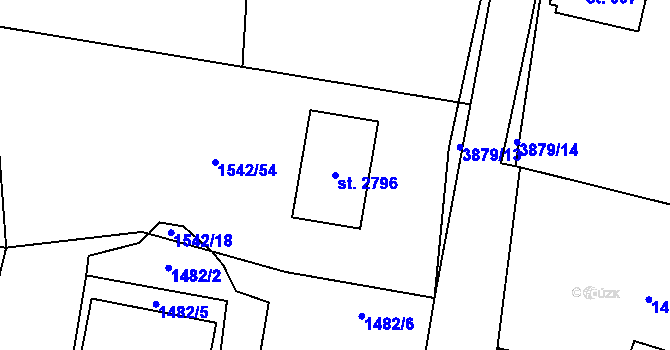 Parcela st. 2796 v KÚ Trhové Sviny, Katastrální mapa