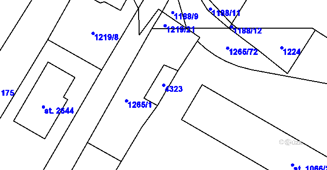 Parcela st. 4323 v KÚ Trhové Sviny, Katastrální mapa