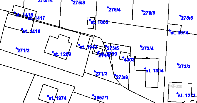 Parcela st. 2799 v KÚ Trhové Sviny, Katastrální mapa