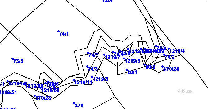 Parcela st. 1219/7 v KÚ Bukvice u Trhových Svinů, Katastrální mapa
