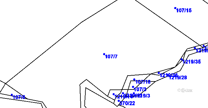 Parcela st. 107/7 v KÚ Bukvice u Trhových Svinů, Katastrální mapa