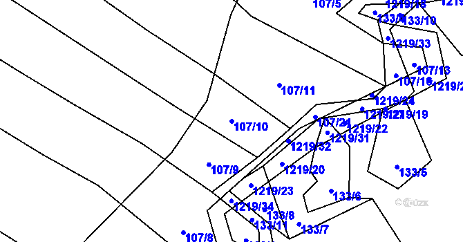Parcela st. 107/10 v KÚ Bukvice u Trhových Svinů, Katastrální mapa